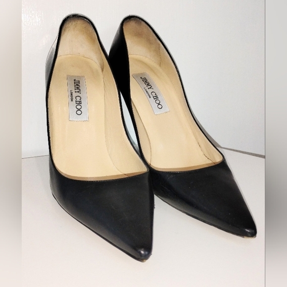 JIMMY CHOO BLACK LEATHER HEELS - Picture 5 of 7